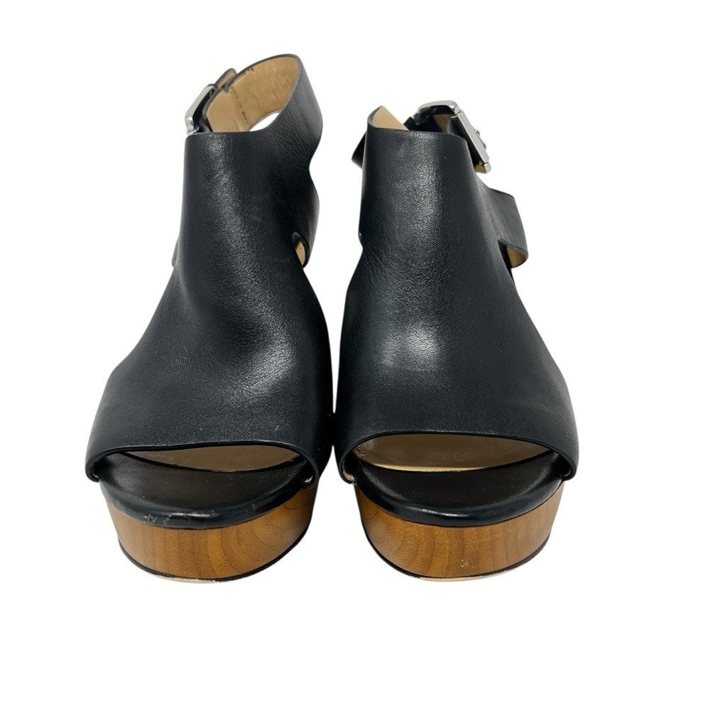 Michael Kors Black and Tan Wedge Sandals - Picture 4 of 9